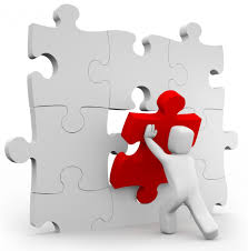 Um puzzle é montada à força por um boneco